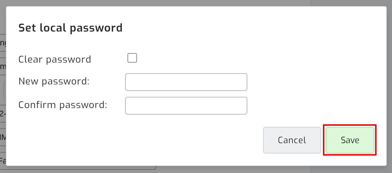 Set local password dialog