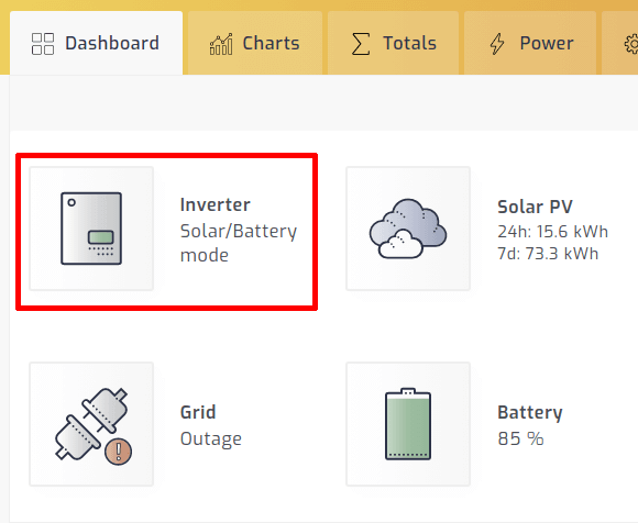 Navigate into inverter detail from dashboard