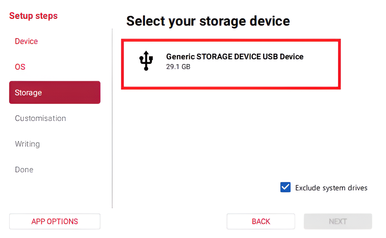 Select storage device