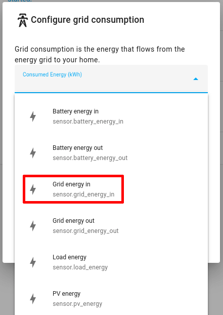 Select grid consumption export metrics