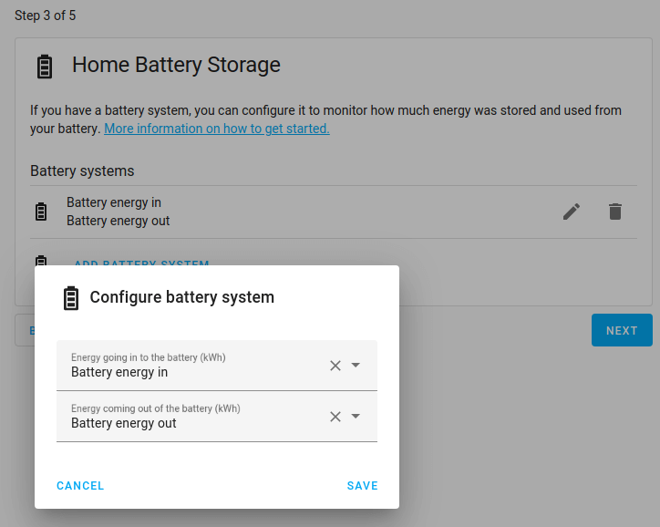 Select battery energy in/out metrics