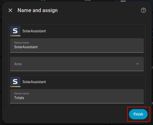 Name and assign dialog after the connection is made