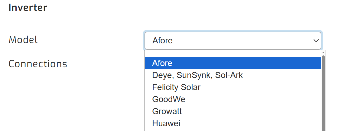 Select afore inverter