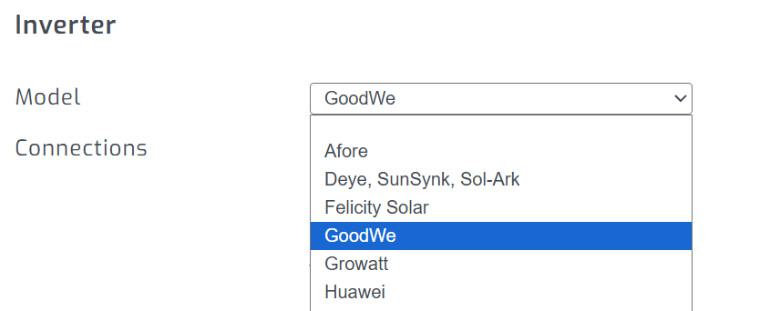 Select Goodwe inverter