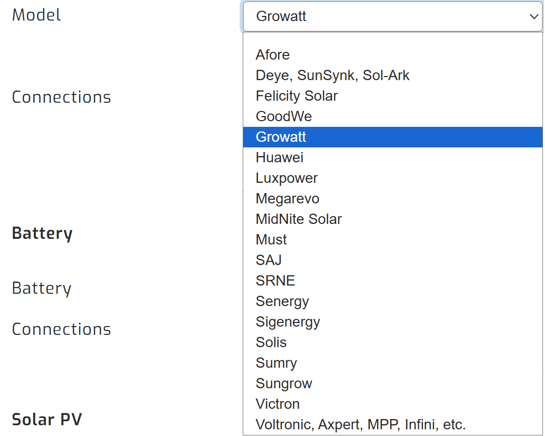 Select Growatt inverter