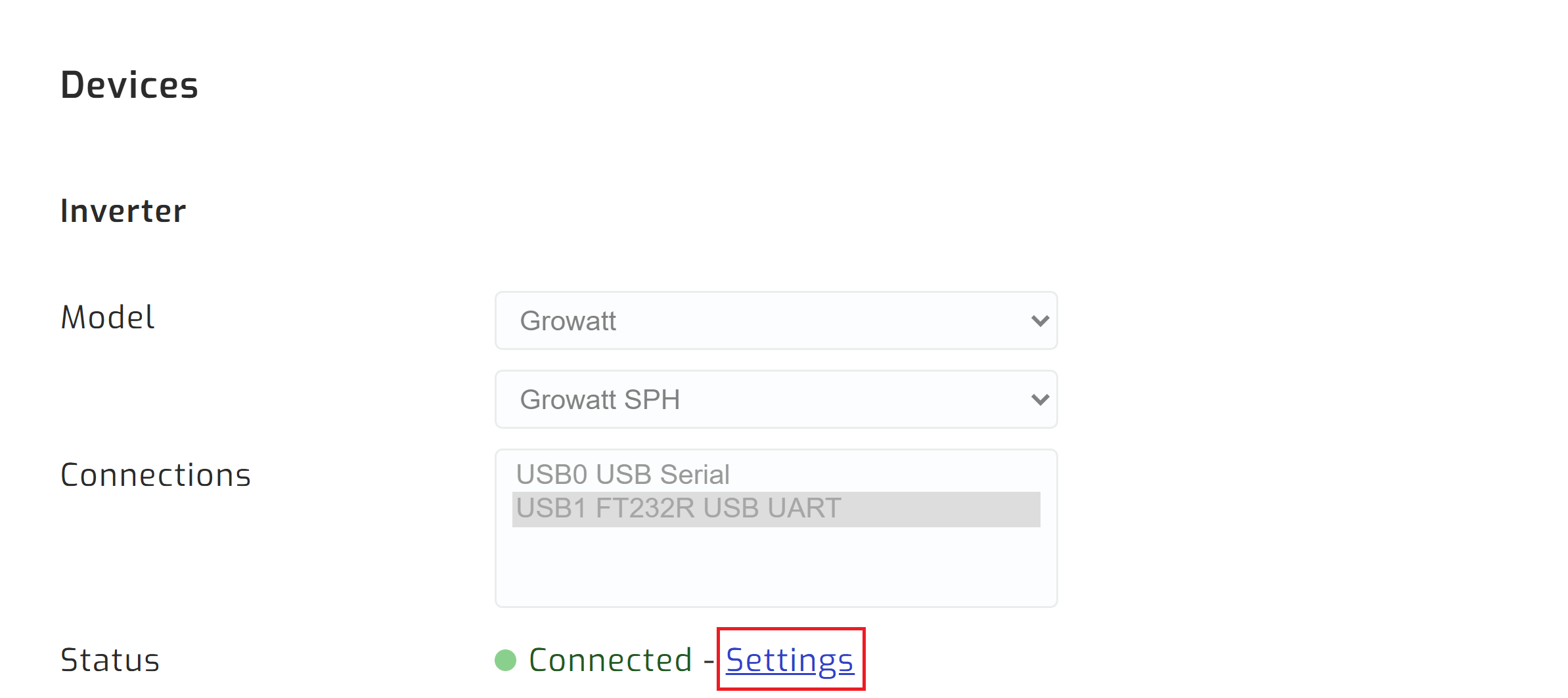 Navigate to inverter settings