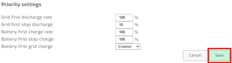 Save inverter setting