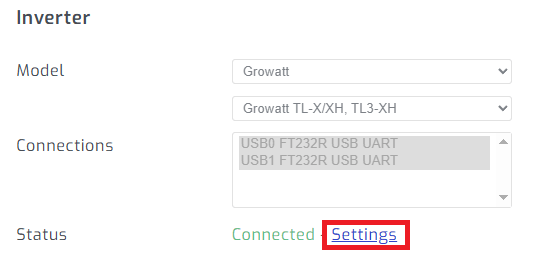 Navigate to inverter settings