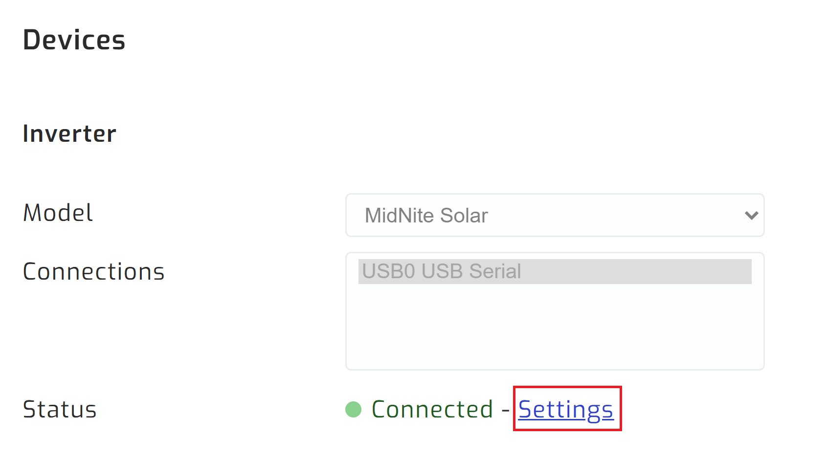 Navigate to inverter settings