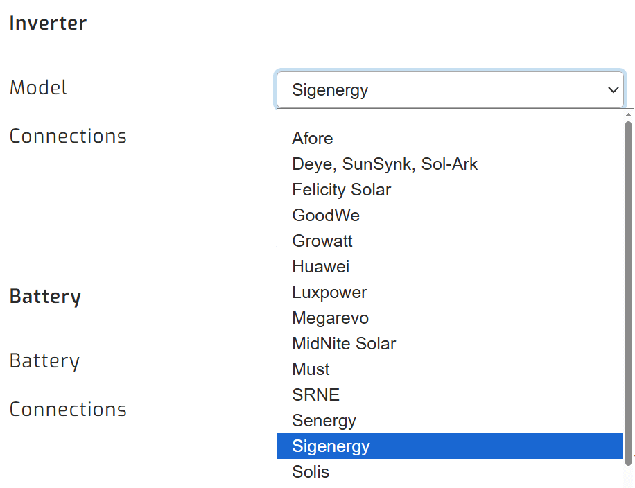Select sigenergy inverter