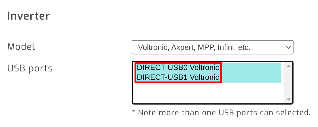 Select Voltronic USB ports