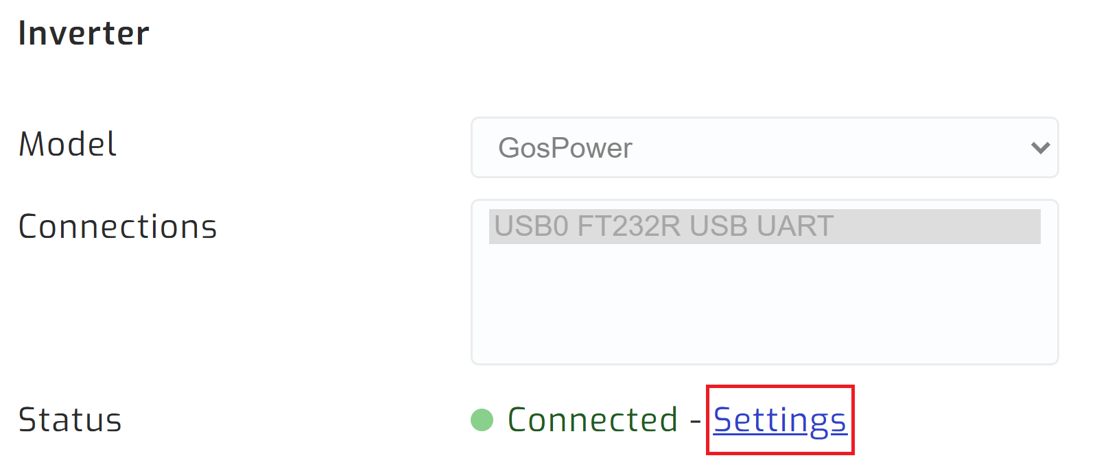 Navigate to inverter settings