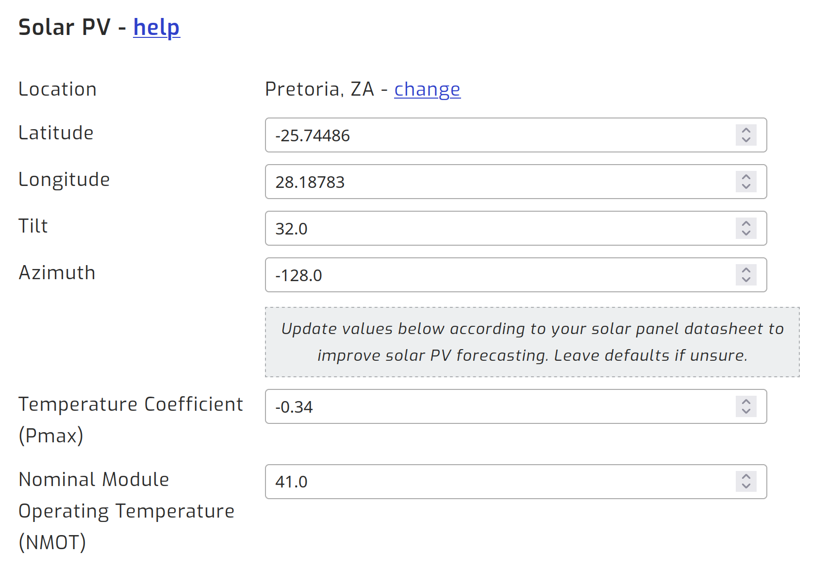 SolarAssistant PV advanced settings