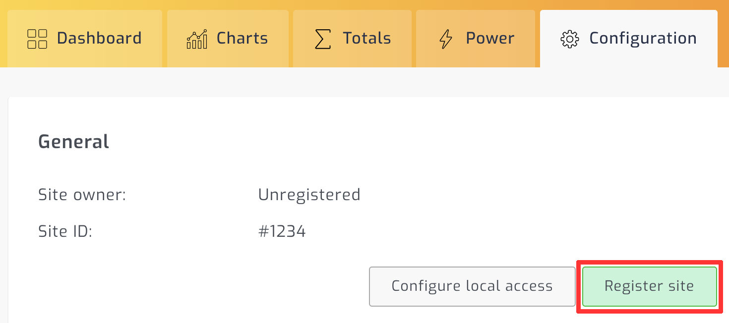 Registering SolarAssistant site