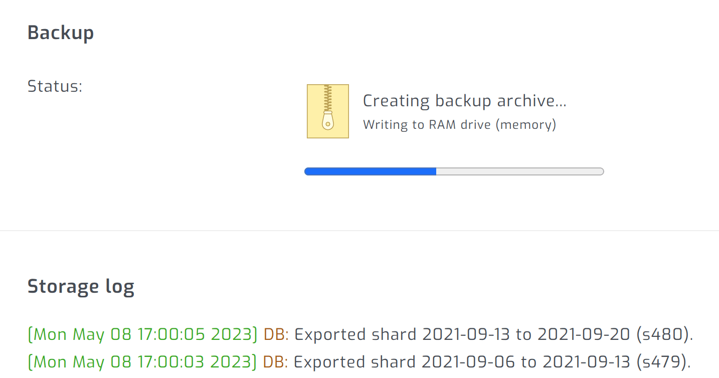 Backup process in progress
