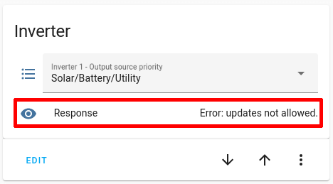 SolarAssistant setting response in Home Assistant