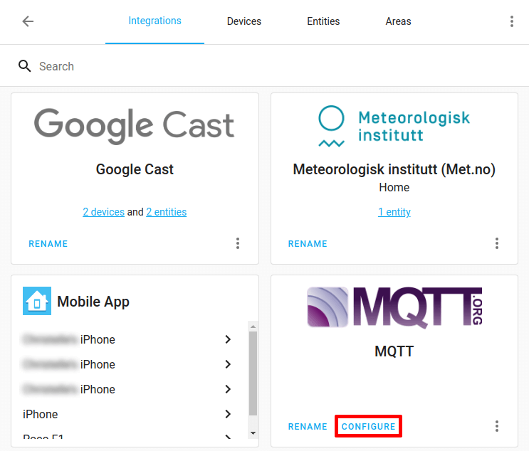 Configure HomeAssistant MQTT integration