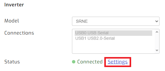 Navigate to inverter settings