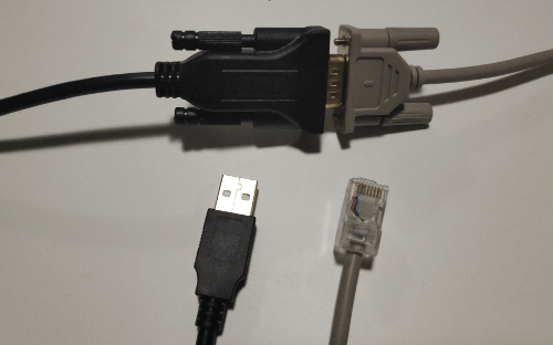 Voltronic USB RS232 cable close up