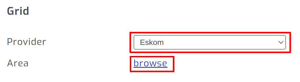 Select Eskom grid provider