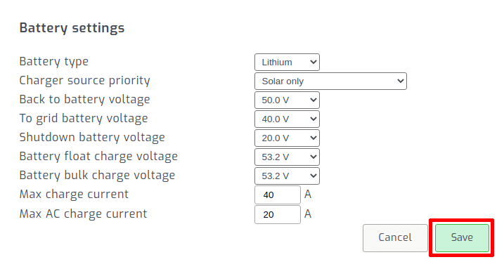 Change Growatt inverter setting