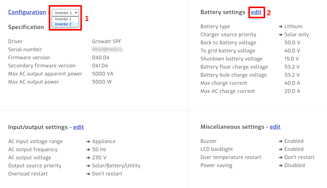 Select inverter and click edit