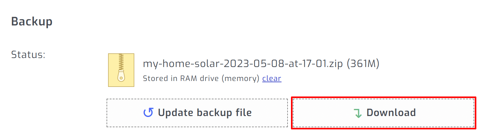 Download backup file