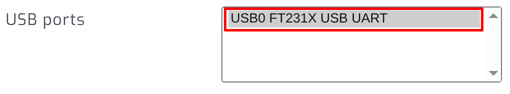 Select FTDI RS232 USB ports