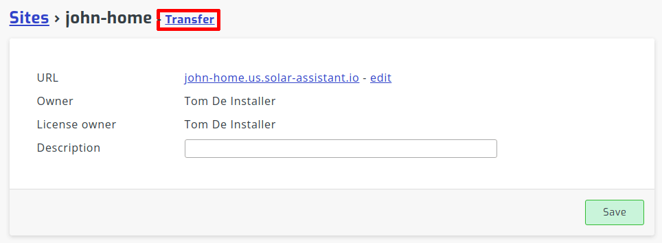 Transfer site